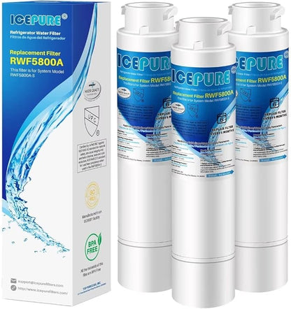 ICEPURE RWF5800A Refrigerator Water Filter Replacement for Frigidaire EPTWFU01, EWF02, Pure Source Ultra II, PureSource Ultra 2, SCWFTCTO, GP006, EPTWFUO1, MR022, JO22, BO022, TH-01, DE022, 1007 3PACK