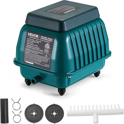 VEVOR Linear Air Pump 1110 GPH | Pond Aerator & Septic Tank Pump for 10ft Deep Water | for Wastewater Treatment, Fish Farms, Hydroponics, Aquariums, Restaurants