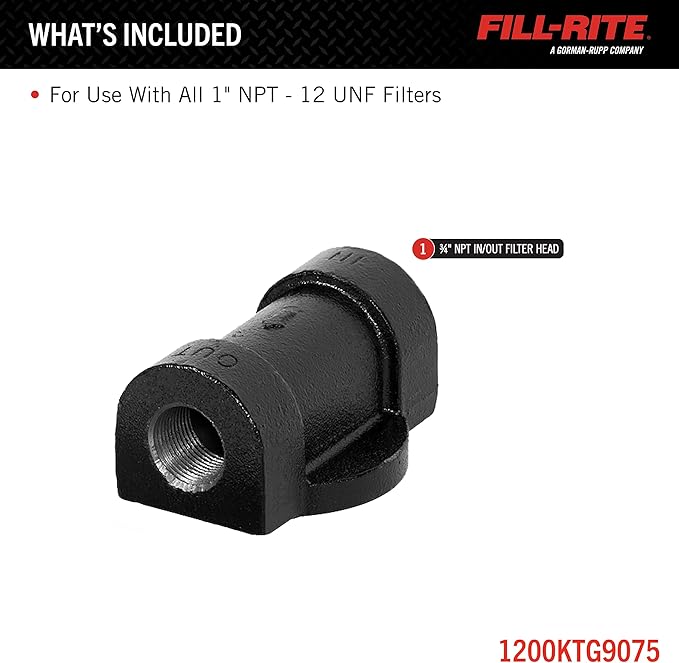 Fill-Rite 1200KTG9075 Universal Cast Iron 3/4 Inch Filter Head w/ Pipe Extension
