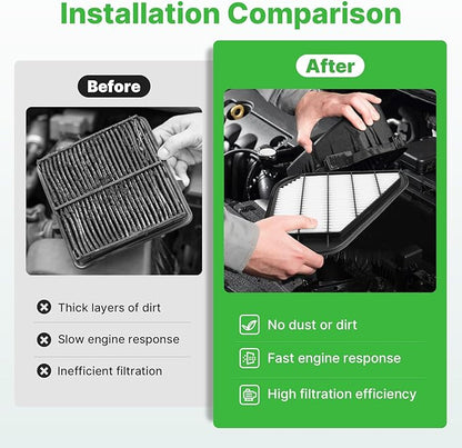 Engine+Cabin Air Filters Fit for 2009-2017 Chevrolet Traverse, 2007-2016 GMC Acadia, 2008-2017 Buick Enclave, 2007-2010 Saturn Outlook Engine Air Filter Replacement Accessories CF11663 CA10110
