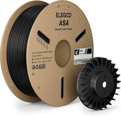 ELEGOO ASA Filament 1.75mm Deep Black 1KG, UV & Weather Resistant 3D Printer Filament for Outdoor Functional Parts, High Impact Strength Engineering Grad 1kg Spool (2.2lbs) Fit for FDM Printers