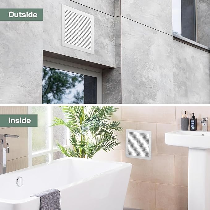 Vent Systems 10" x 10" Inch (Opening Dimensions) - Pack of 2 - Plastic White Soffit Vent Cover - Flat Square Air Vent Grille - Air Vent Deflector - HVAC 12" x 12" Inch (Overall Dimensions)