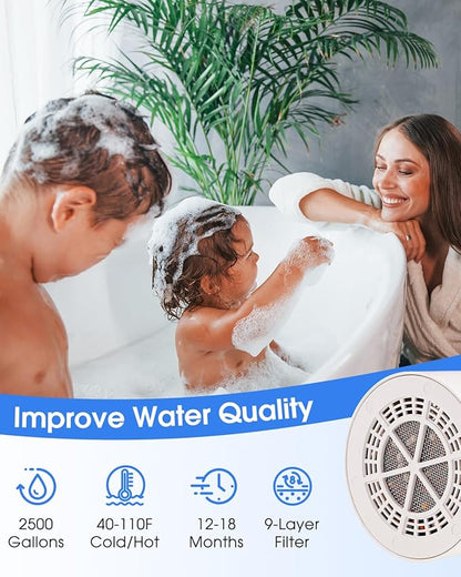 Bathtub Filter Universal Replacement Cartridge,9 Stage Bath Faucet Water Filter Cartridge HardWater Softener Tub to Remove Lead,Chlorine and Fluoride,BPA Free Showerhead Filter Purify Bathwater