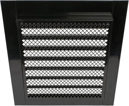 Repa Market 8" x 8" Inch (Inner Dimensions) Galvanized Black Soffit Vent Cover - Louvered Square Gable Vent with Mesh Screen - Intake/Exhaust Ventilation Grill - HVAC Ducting Return Air Vent Cover