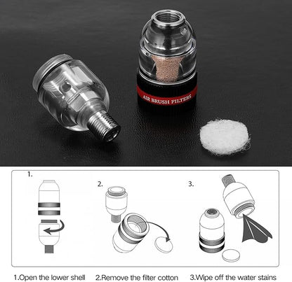 Mini Airbrush Air Filter Moisture Water Trap, 1/8" BSP Threads Spray Pen Oil Water Separator for Gundam Model Painting, Makeup, Tattoo & Art Craft Tools