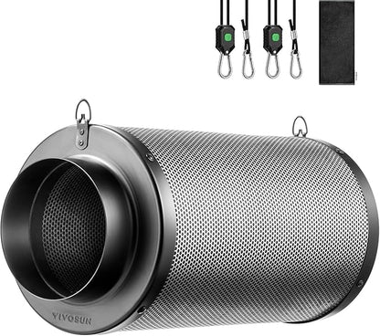 VIVOSUN 4 Inch Air Carbon Filter Smelliness Control with Australia Virgin Charcoal for Inline Fan, Grow Tent Smelliness Scrubber, Pre-Filter Included, Reversible Flange 4" x 12", Black