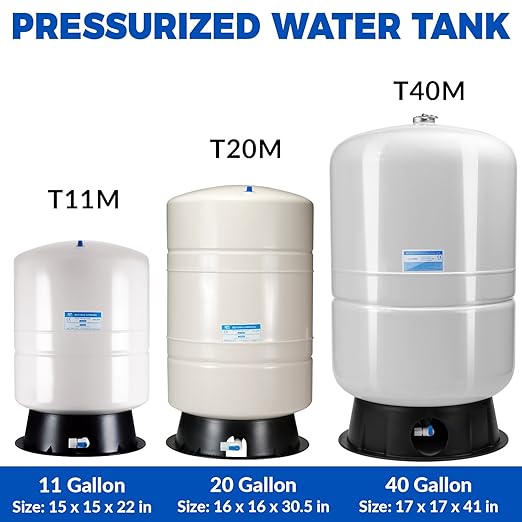iSpring 40 Gallon RO Tank, Pre-Pressurized Water Storage Tank for Reverse Osmosis RO Systems, Metal High Capacity RO Water Tank, Includes Tank Valve & Elbow, Model: T40M