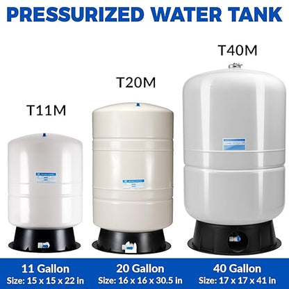 iSpring 40 Gallon RO Tank, Pre-Pressurized Water Storage Tank for Reverse Osmosis RO Systems, Metal High Capacity RO Water Tank, Includes Tank Valve & Elbow, Model: T40M