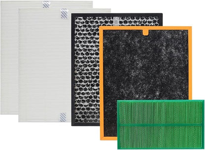 PUREBURG PR50 Replacement Filter Pack Compatible with Brondell REVIVE PR50-W PR50-B Air Purifier & Humidifier 2-IN-1, Complete Pack (All in 1)