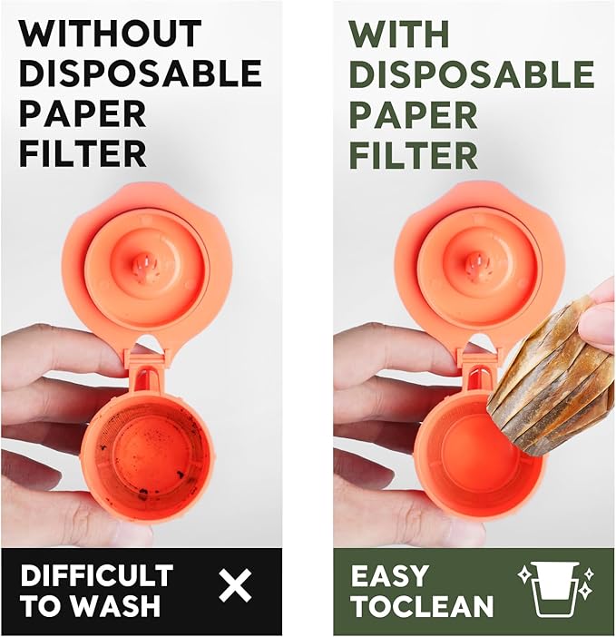Disposable Paper Coffee Filters K Cup Paper Filters for K-eurig Single Brewer Reusable Cups, K-Cup Coffee Pods, Fit Most K eurig Single Serve Filter Brands Coffee Pods (White 100 Count, Large)