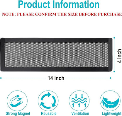 Magnetic Floor Register Vent Covers, 4 x 14 Inch Air Vent Filter Mesh, Sticky Magnet PVC Vent Screen Net for Wall Ceiling Floor Catches Toys Snacks Pet Hair and Pet Food 4 Pack