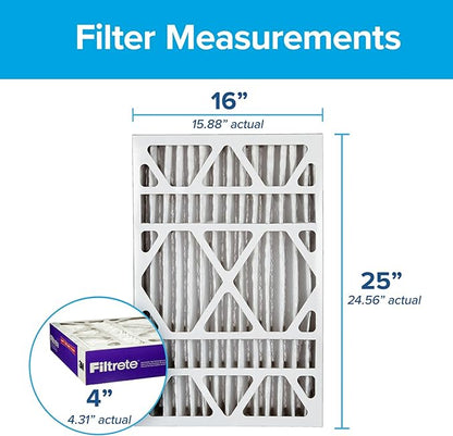 Filtrete 16x25x4 AC Furnace Air Filter, MPR 1550, MERV 12, Fits Lennox & Honeywell, CERTIFIED Asthma & Allergy Friendly, Electrostatic Air Cleaning Filter, 4-Pack (actual size 15.88 x 24.56 x 4.31)