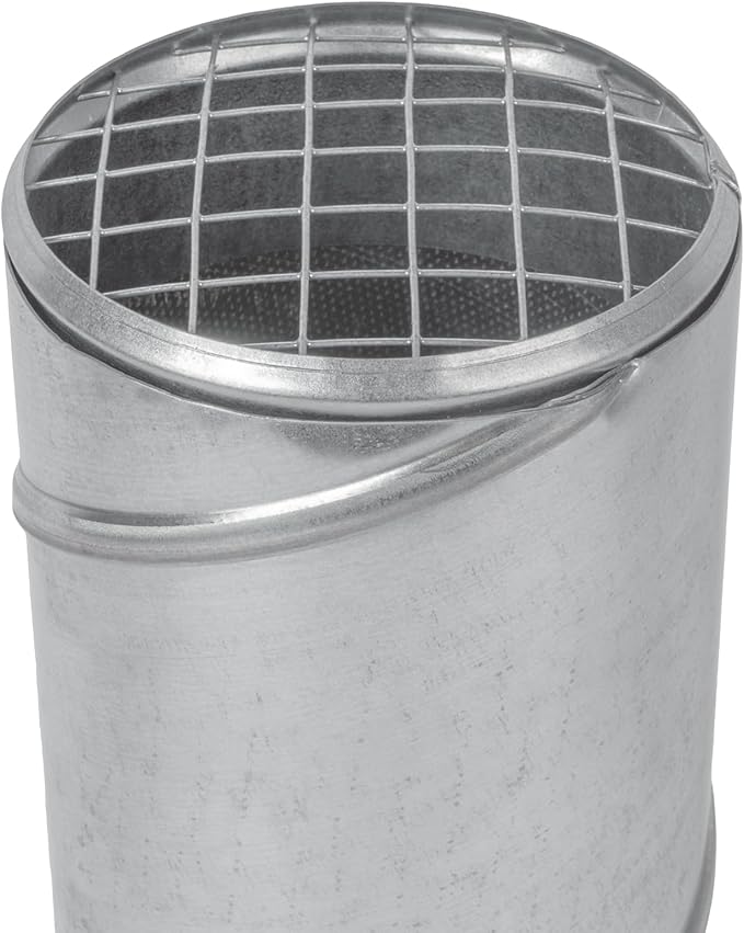 Repa Market Ø4 Inch Duct Cover – Galvanized Steel Round Duct Cap with Mesh Screen – HVAC Exhaust or Intake Vent – Exterior Pipe Air Outlet – Spiral Ventilation Ducting Metal End Plug
