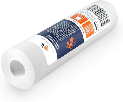 Aquaboon 5 Micron 10 x 2.5 Sediment Filter - Whole House Water Filter Replacement Compatible with Well Water Filters - P5, AP110, WHKF-GD05, 6 Pack