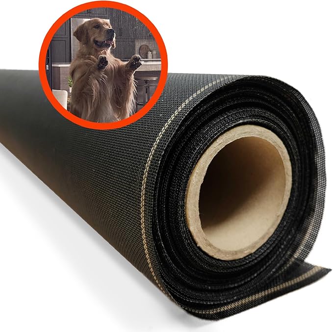 Pet & Weather Resistant Insect Screen - 17/14 Super Screen (48 in x 100 ft) - Mesh Screen for Patio Porch Pool Cage & Lanai - Replacement Screen Roll, Black - Dog & Cat Proof Screens for Windows
