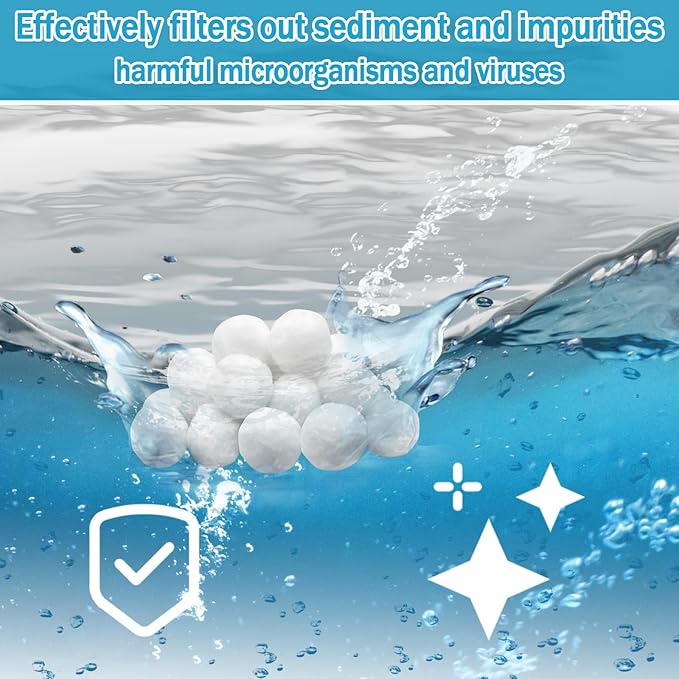 ZeeDix 3.2 lbs Pool Filter Balls for Sand Filter Pump, New Upgrade Efficient Swimming Pool Filter Sand Alternative(Equals 100 lbs Pool Filter Sand), Reusable Eco-Friendly Fiber Filter Media Balls
