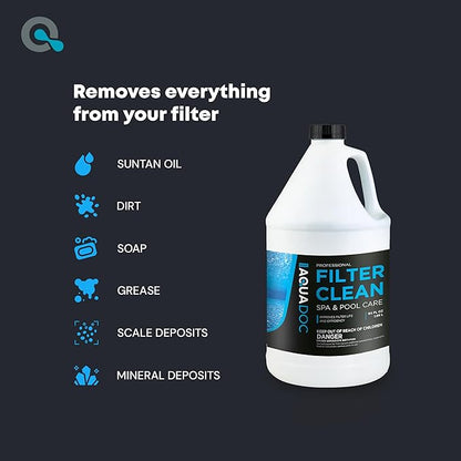 AquaDoc Spa & Hot Tub Filter Cleaner Soak - 64oz - Pool Filter Cleaner & Cartridge Cleaning Solution - Made in USA