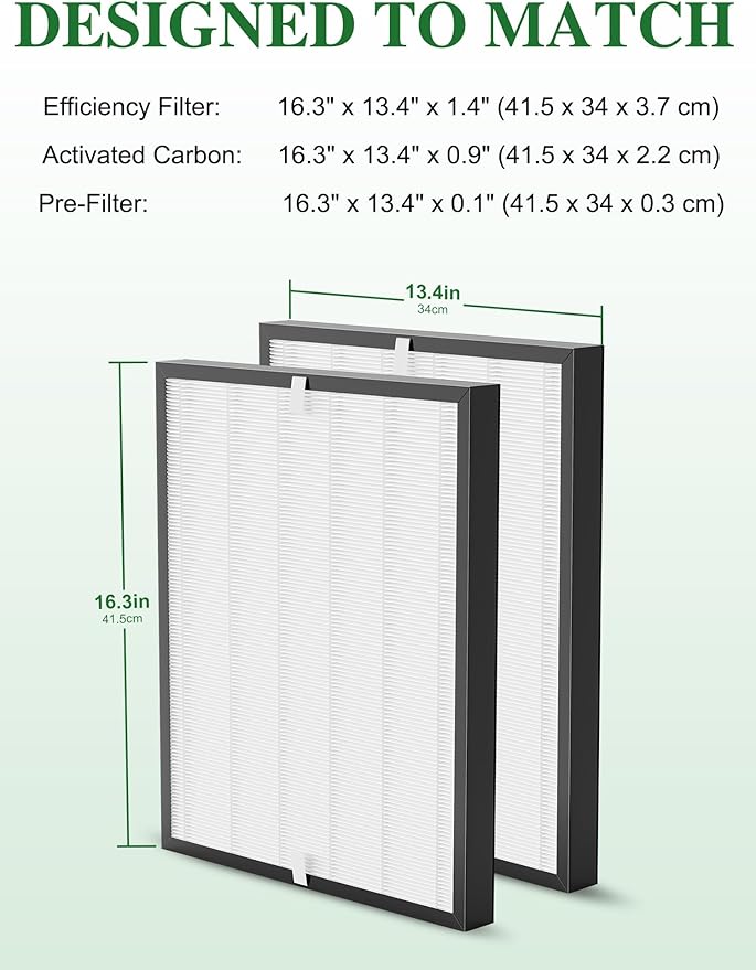 3000 Replacement Filter Compatible with Air Doctor 3000 Series 4-in-1 Home Air Purifier 3000 3000M 3000E and 3000Pro, NOT Fit for 3500, 2 Main Filter