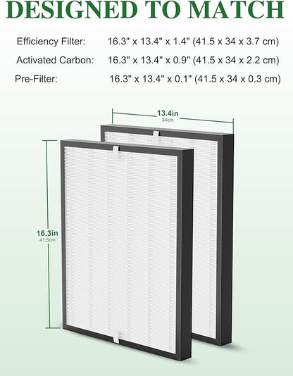 3000 Replacement Filter Compatible with Air Doctor 3000 Series 4-in-1 Home Air Purifier 3000 3000M 3000E and 3000Pro, NOT Fit for 3500, 2 Main Filter