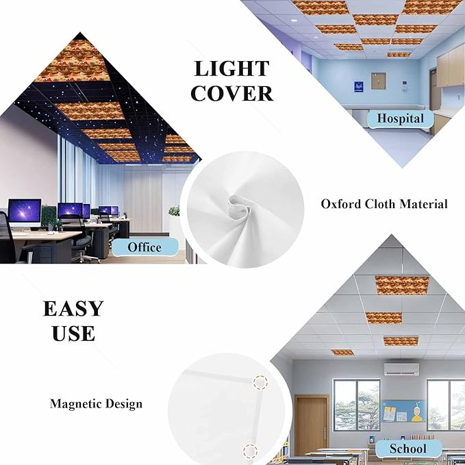 Tropical Plant Cactus Fluorescent Light Covers 1 Pack Western Cowboy Horse Sunset Deserts Brown Magnetic Fluorescent Ceiling Lights Filters for Office Classroom Home Drop Ceiling 4x2 Feet