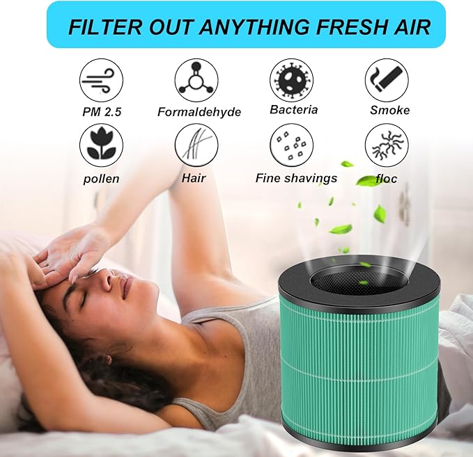 2 Pack AC300 True HEPA Replacement Filter Compatible with Purivortex AC300 Air Purifiers, 3-in-1 H13 True HEPA Filter Green