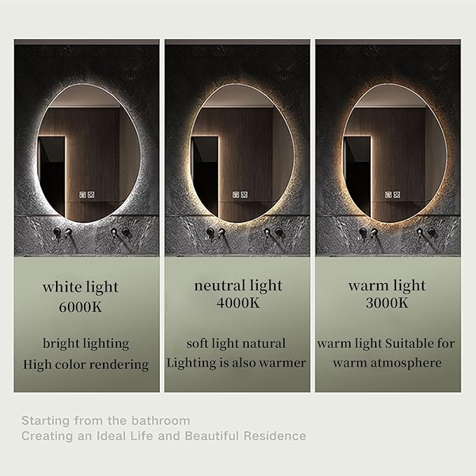 JSLJDM 700 X900 mm Illuminated Backlit LED Bathroom Mirror, Wall Mounted Multifunction Bathroom Vanity Mirror with Lights and Demister Pad, Energy-Saving Illuminated Smart Mirror