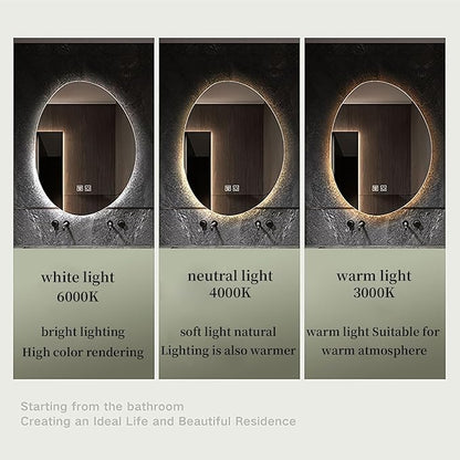 JSLJDM 700 X900 mm Illuminated Backlit LED Bathroom Mirror, Wall Mounted Multifunction Bathroom Vanity Mirror with Lights and Demister Pad, Energy-Saving Illuminated Smart Mirror