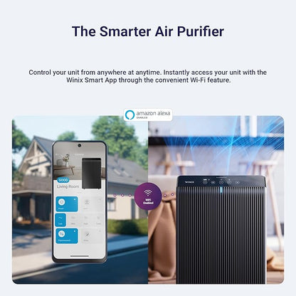 WINIX 5510 Air Purifier (New Generation of 5500-2 with App Support) for Home Large Room Up to 1881 Ft² in 1 Hr, True HEPA, High Deodorization Carbon Filter and Auto Mode, Captures Pet Allergies, Smoke