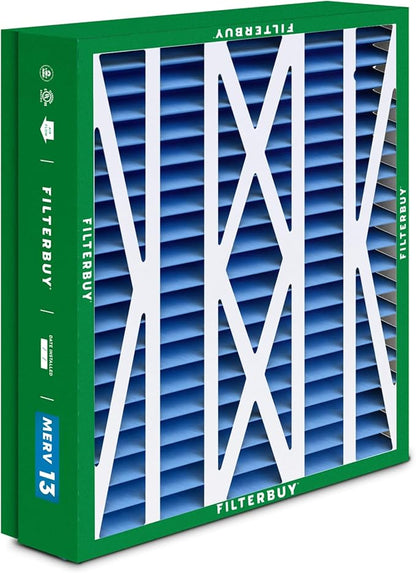 Filterbuy 21x21.5x5 Air Filter MERV 13 Optimal Smoke & Allergy Defense (4-Pack), Pleated HVAC AC Furnace Filters for Trane Perfect Fit & American Standard (Actual Size: 20.00 x 21.09 x 4.97)
