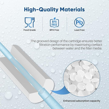PUREPLUS 5 Micron 10" x 2.5" Whole House Grooved Sediment Home Water Filter, Replacement Cartridge for Any 10 inch RO Unit, AO-WH-PREV-R2, AP110, WHKF-G05, AB-SGR5M, GXWH20S, WFPFC5002, CFS10, 6Pack