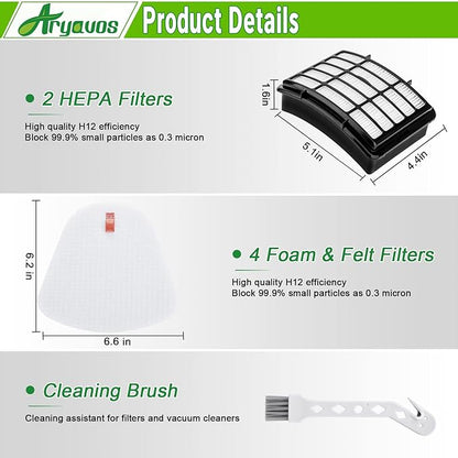 2 Hepa +4 Foam & Felt Filters Replacement for Shark Navigator Lift-Away Vacuum NV350, NV351, NV352, NV355, NV356E, NV357, NV360, NV370, NV391, UV440, UV490, UV540, UV550, Part XFF350 XHF350