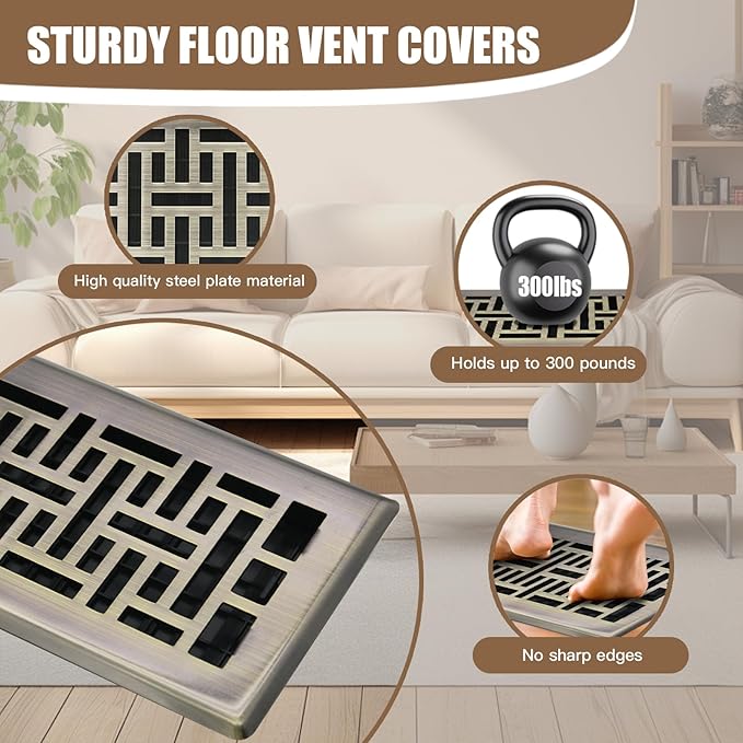 Air Floor Vent Adjustable Register 4x12 Inch Floor Register Vents for Home Floor Register Vents Bronze Color