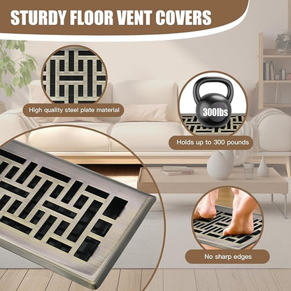 Air Floor Vent Adjustable Register 4x12 Inch Floor Register Vents for Home Floor Register Vents Bronze Color