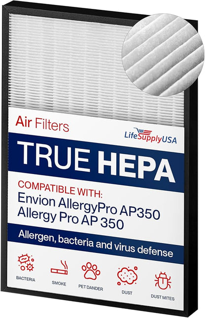 AP350 True HEPA Filter Replacement Compatible with Envion AllergyPro AP350 Allergy Pro AP 350 Air Purifiers by LifeSupplyUSA