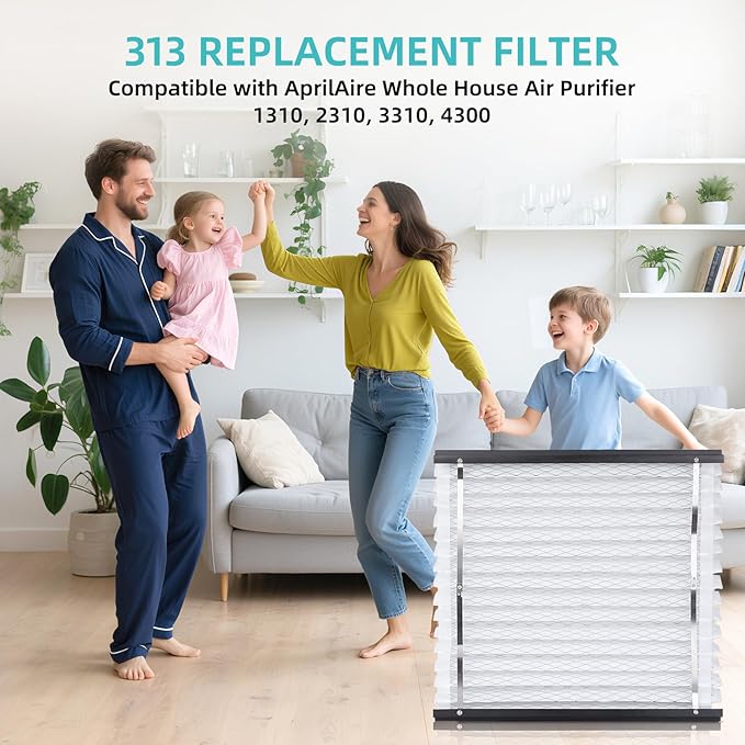 2 Pack 313 Air Filter Compatible with AprilAire Whole House Air Purifiers Model 1310, 2310, 3310, 4300 - MERV 13, Size:20x20x4 Inches