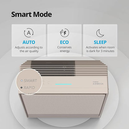 COWAY Air Purifiers for Home Large Room Up to 1,860 ft², Washable Pre-Filter and HEPA Filter for Smoke, Allergies, Pet Dander, Odor, AQI, App Control, Smart, 3yr Warranty, Airmega 250S Wifi