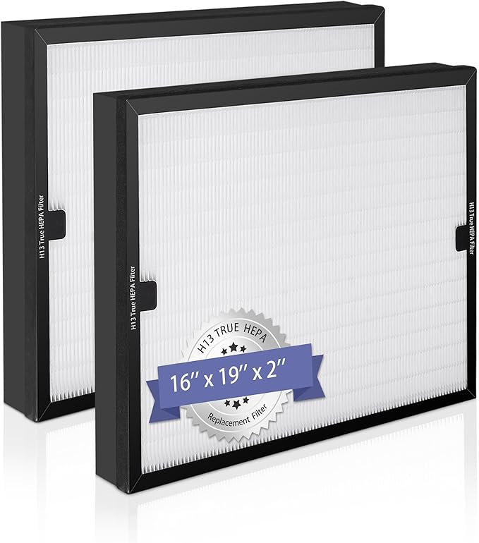 BD-AS-550 Air Scrubber Stage 2 Replacement Filter Compatible with BlueDri, VEVOR and Dri-Eaz Scrubber Air Purifier, for F301H, True HEPA H13 Filter of 16 x 19 x 2 inches（2 Pack）