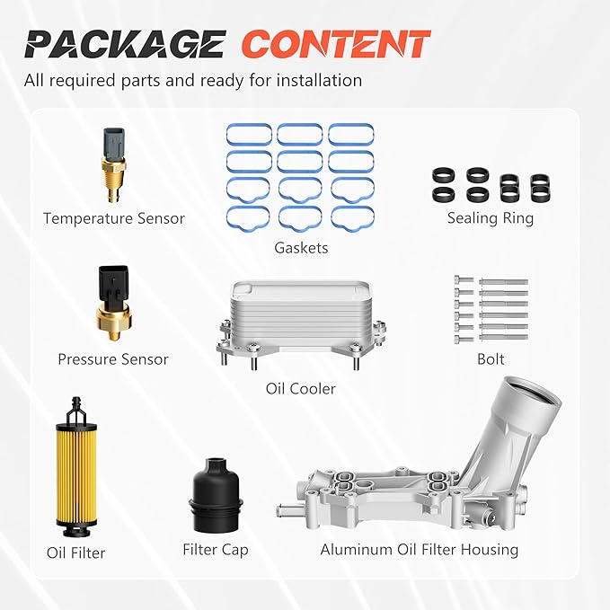 926-876 926-959 Upgraded Aluminum Engine Oil Filter Housing with Oil Cooler Fit For 2011-2016 Dodge Journey Charger Challenger Durango Avenger Wrangler Grand Cherokee Chrysler 200 300 Town Country
