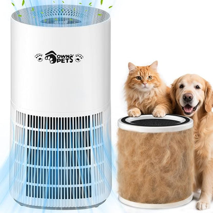 Ownpets Pet Air Purifier for Large Room up to 2620 ft², 5-in-1 Washable Filter, H13 HEPA High Deodorization Carbon Filter for Pet Odor Hair Dander Pollen, Quiet Air Cleaner with Air Quality Monitor