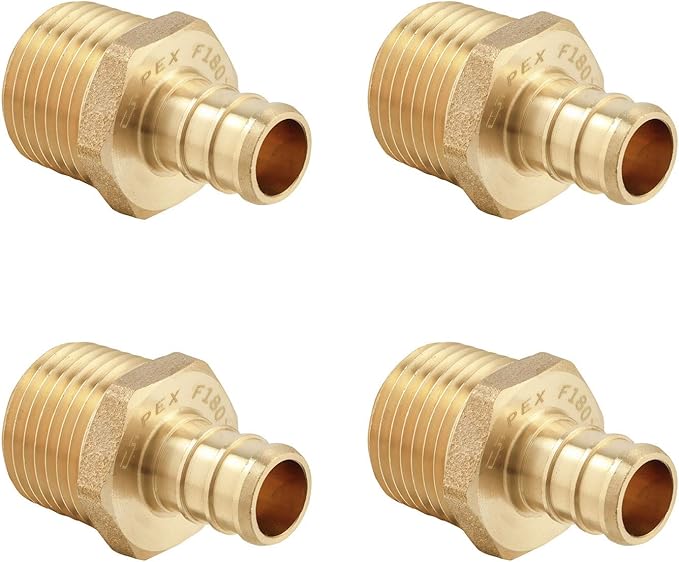 4 Pieces EFIELD Barb Crimp Pex 1/2 Inch x 1/2 Inch Male NPT Adapter Brass Brass Fittings,(PEX1807017-4PCS)