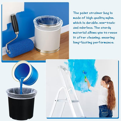 Paint Strainer Bags White Fine Mesh Filters Bag Bucket Elastic Opening Strainer Bags Hydroponic Paint Filter Bag for Paint Gardening (60 Pieces,1 Gallon)