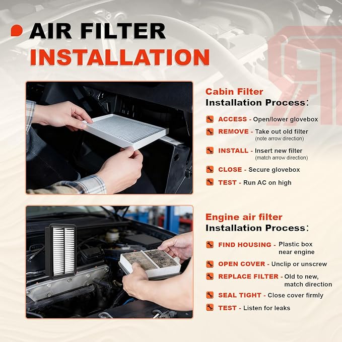 Engine & Upgrade Cabin Air Filter Kit Compatible with 2023-2025 CRV Hybrid 2.0L, 2023-2025 Accord Hybrid 2.0L, 2025 Civic Hybrid 2.0L, ONLY for 2.0L Hybrid Version,Replaces#17220-6MA-J01,80292-TF0-G01