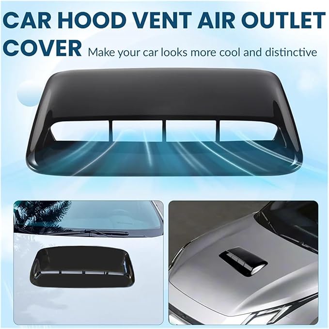 Car Universal Hood Vent Air Outlet Cover Compatible For Infiniti Compatible For Mazda And Tesla Hood Scoop Air Flow Intake Vent Cover