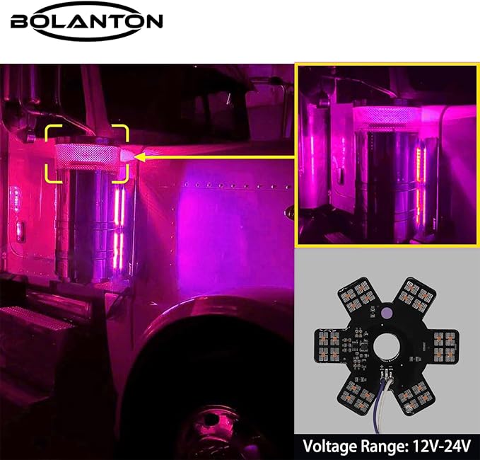 2PCS Air Cleaner LED Light 5" Truck Decorative Hex Style Air Filter Lamp for Peterbilt, Kenworth, Trailers, RVs', Campers Support IP67 12-24V Sold Individually(Purle)