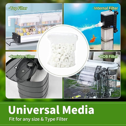 AQUANEAT Bio Ceramic Rings 6 lbs Aquarium Sump Filter Media Fish Tank Koi Pond Canister Filter Media in 6 Free Mesh Bags
