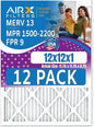 12x12x1 Air Filter MERV 13 Rating, 12 Pack of Furnace Filters Comparable to MPR 1500-2200 & FPR 9 - Made in USA by AIRX FILTERS WICKED CLEAN AIR.