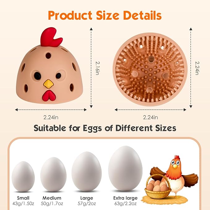 Egg Washer for Fresh Eggs, Silicone Egg Brush Cleaner, Egg Cleaner Scrubber for Fresh Eggs, Reusable Multipurpose Washing Egg Tool for Fruits and Vegetables(Brown)