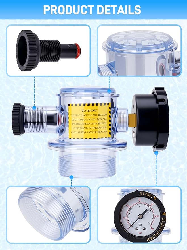 273564Z Manual Air Relief Assembly Clear Body Compatible with Pentair Triton II, Triton C, Triton C-3, TR100C, TR140C, and CLR Pool Spa Sand Filters