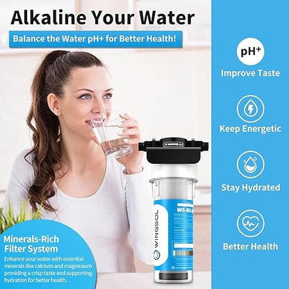 Water Filter for Sink Faucet, Reduce Heavy Metals/Chlorine/PFAS/PFOA/PFOS/Odor/Sediment, NSF/ANSI 42&53 Improve Taste, EZ Change Life Indication Mineral pH+ Under Sink Water Filter (Advanced)