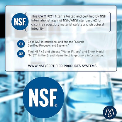 Mist HAF-CIN/EXP Refrigerator Water Filter Replacement for Samsung DA29-00020B, DA29-00020A, Kenmore 46-9101 – NSF 42 & 372 Certified – 2 Pack